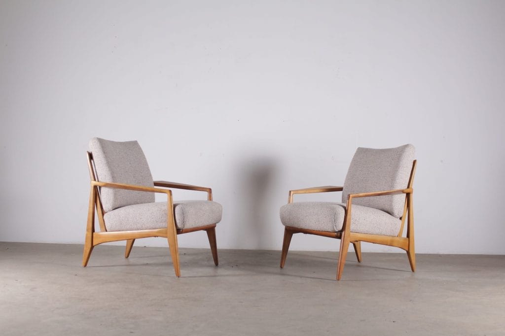 fauteuils scandinaves vintage tissus laine clair 2