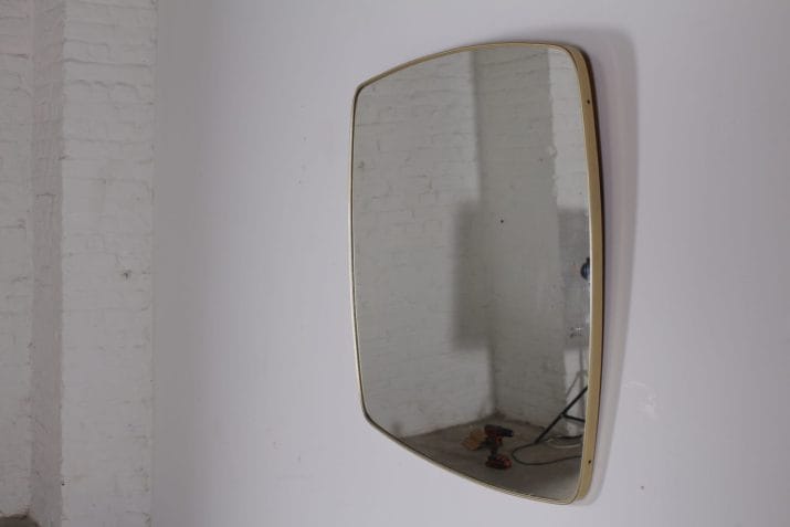 grand miroir vintage carré 1960 bord doré 3