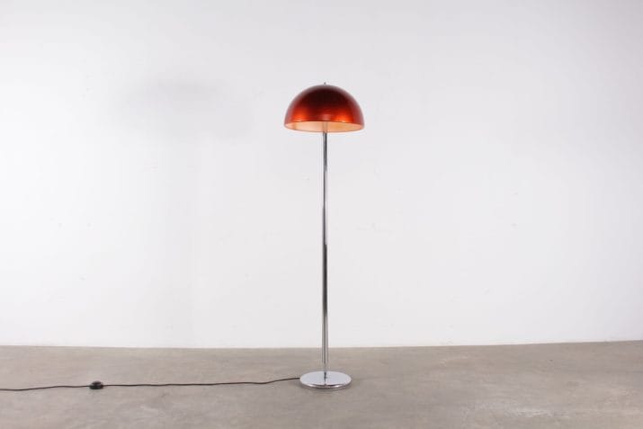 lampadaire minimaliste vintage chrome orange 1970 2