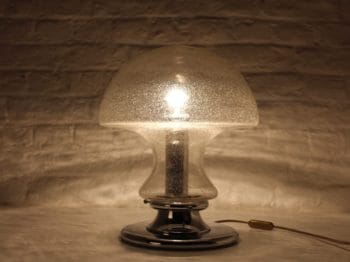 Lampe champignon en verre bullé 1970