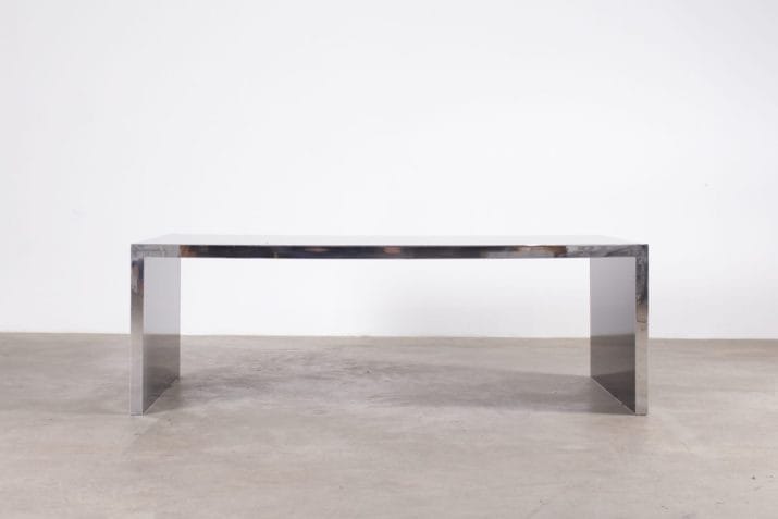 Table basse vintage chrome verre minimaliste 7