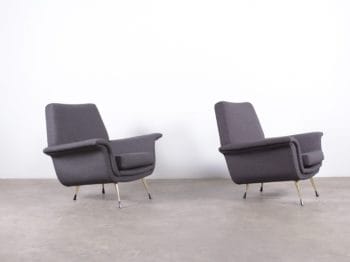 fauteuils vintage italie laiton tissus gris 1