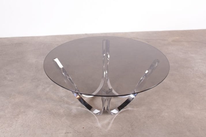 table basse chrome verre style roger sprunger dunbar 4