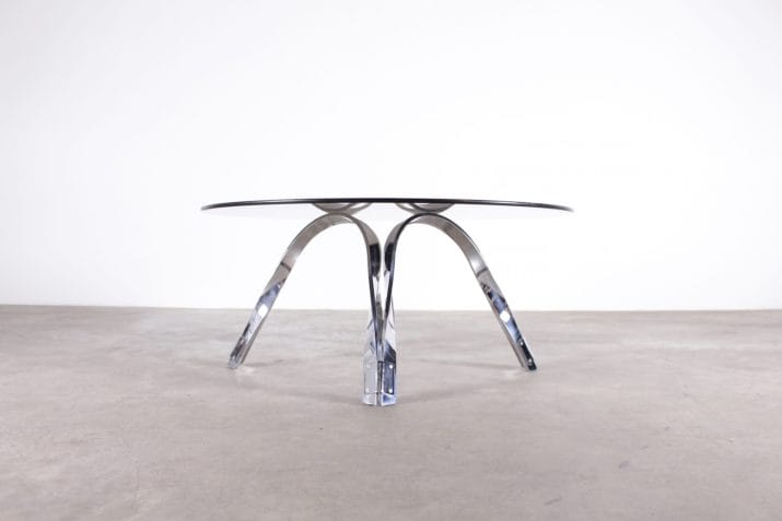 table basse chrome verre style roger sprunger dunbar 8