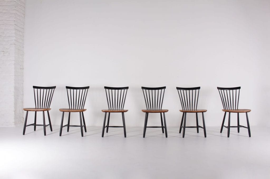 chaises scandinave vintage fanett style tapiovaara bois noir 1
