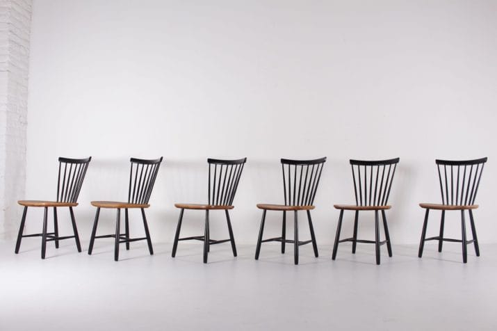 chaises scandinave vintage fanett style tapiovaara bois noir 3