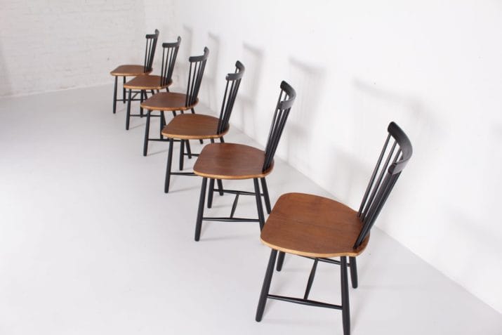 chaises scandinave vintage fanett style tapiovaara bois noir 6