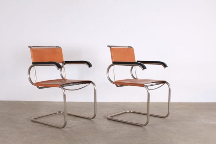 Marcel Breuer fauteuils cantilever D40 cuir Bauhaus 1