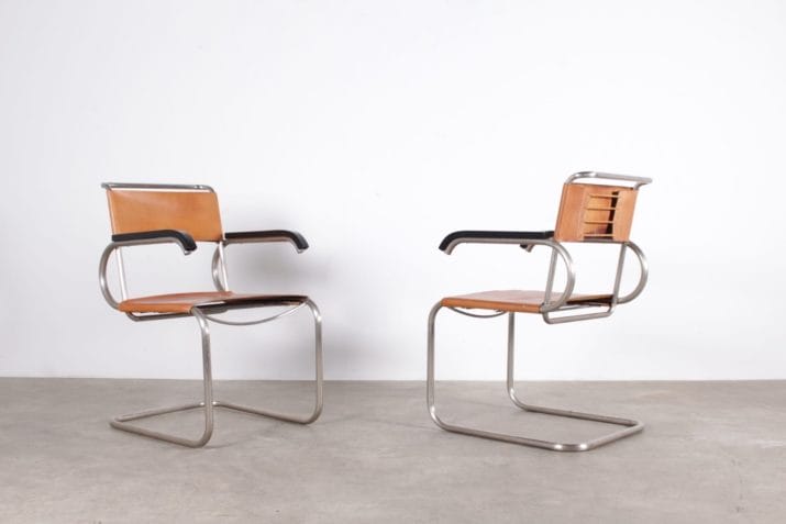 Marcel Breuer fauteuils cantilever D40 cuir Bauhaus 2