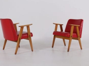 fauteuils compas skai rouge vintage 2