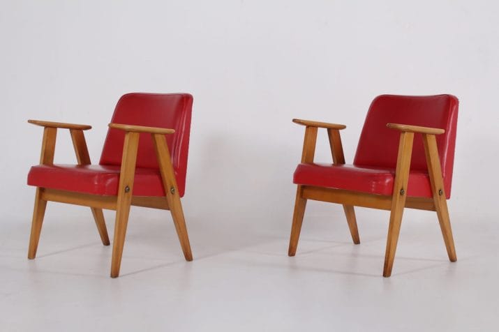 fauteuils compas skai rouge vintage 3