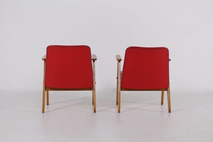 fauteuils compas skai rouge vintage 6