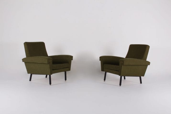 2 fauteuils in stof Frankrijk 1950