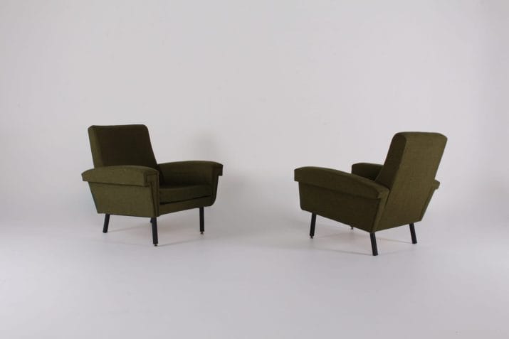 2 fauteuils in stof Frankrijk 1950