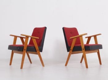 fauteuils vintage skai noir framboise compas hg 1