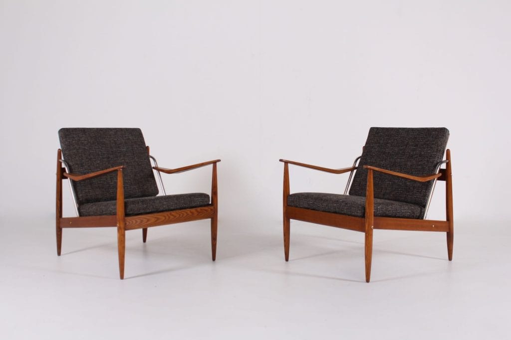 paire fauteuils scandinaves tissus chiné 1