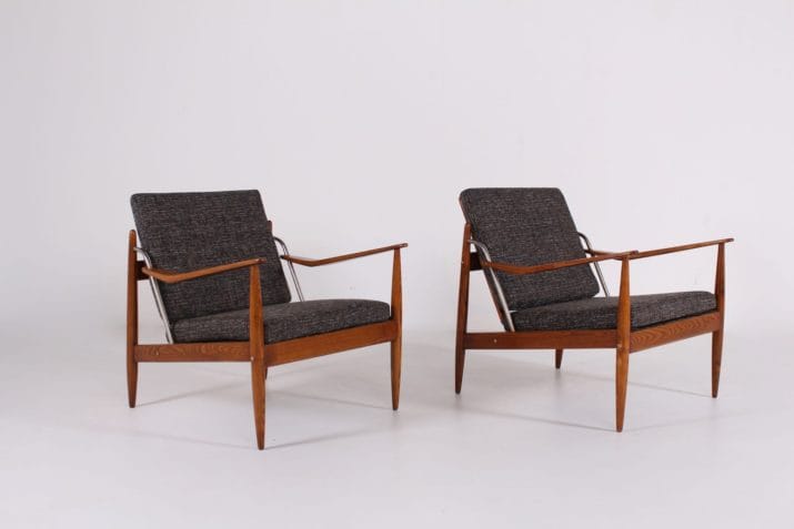 paire fauteuils scandinaves tissus chiné 3