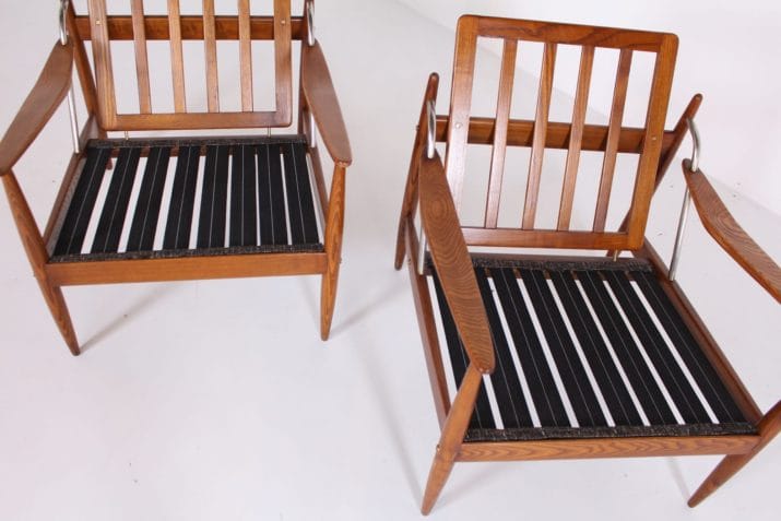 paire fauteuils scandinaves tissus chiné 6