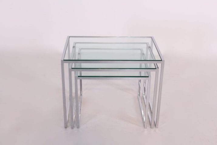 Tables basses gigognes chrome verre 5