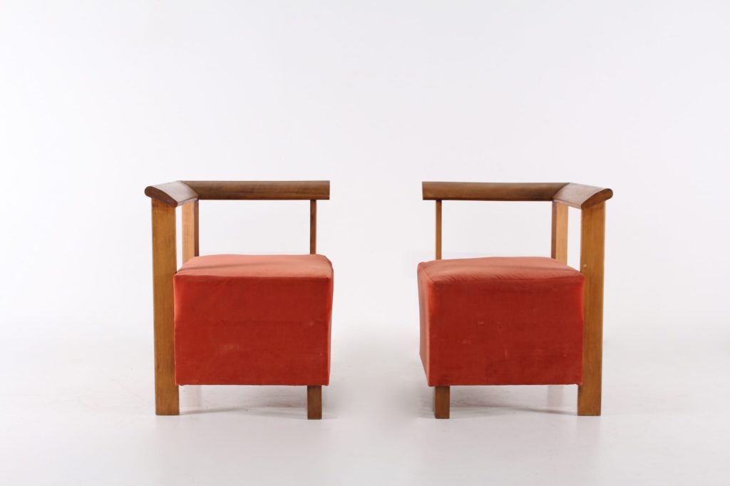 fauteuils coin velours orange corailIMG 9298