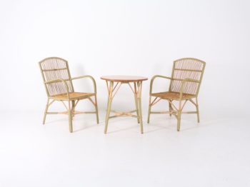 2 fauteuils et une table Belle Epoque en bambou/rotin