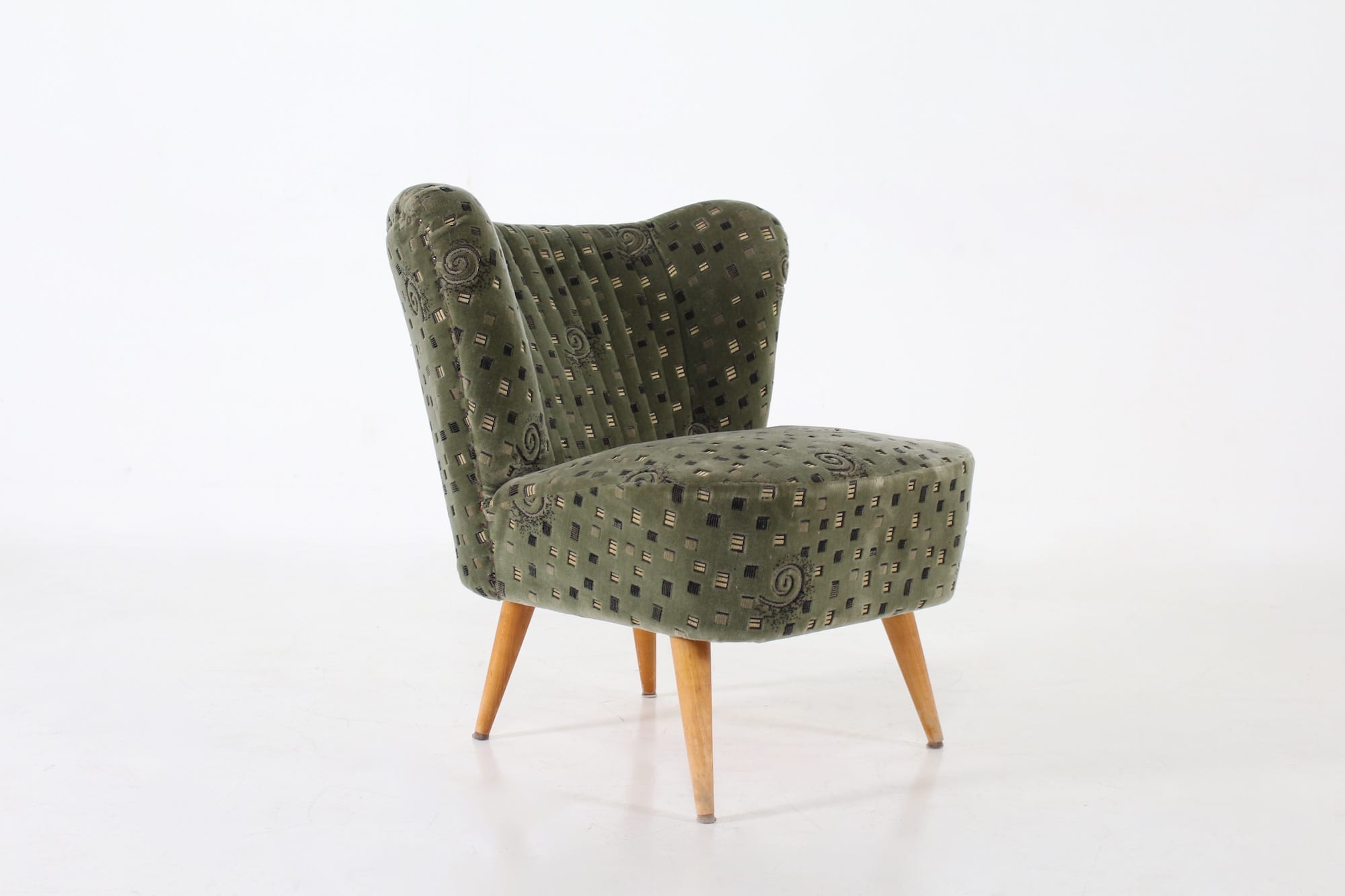 volgens Diakritisch Gevoel Groen fluwelen cocktail fauteuil. - Meubles Vintage