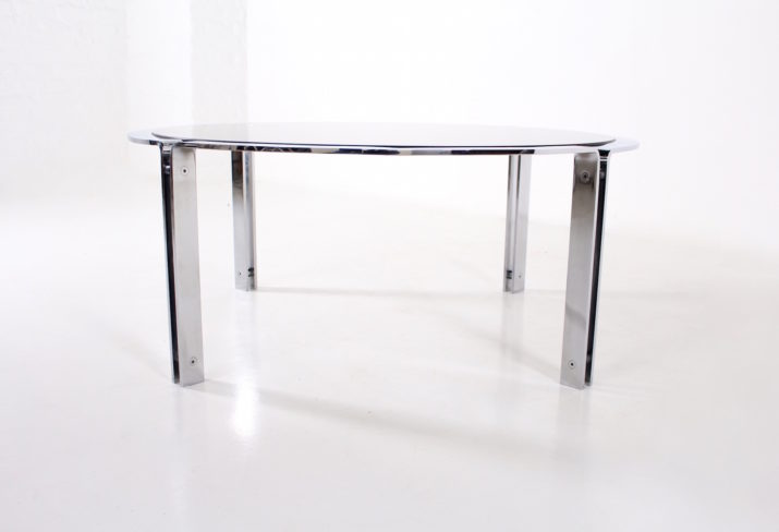 Table Basse Ronde Chrome Verre FuméIMG 0388