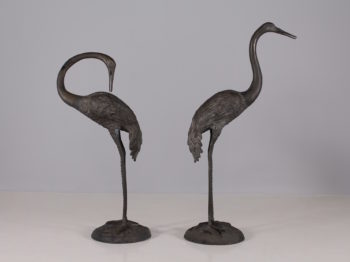 Couple d échassiers en bronze (H 106 cm)