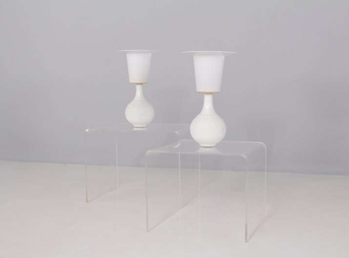 Paire Lampes Blanches Porcelaine PlastiqueIMG 7163