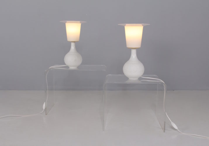 Paire Lampes Blanches Porcelaine PlastiqueIMG 7177