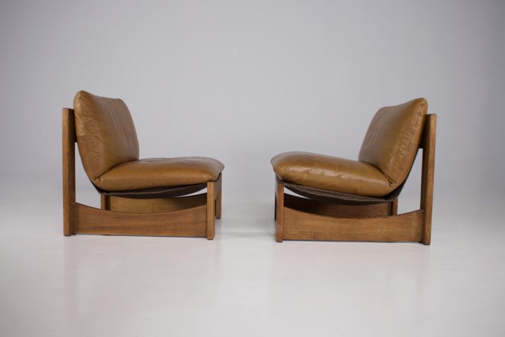 Pair of cognac leather armchairs.(1).