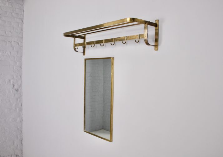 Vereinigte Werkstätten: Brass wardrobe with mirror.