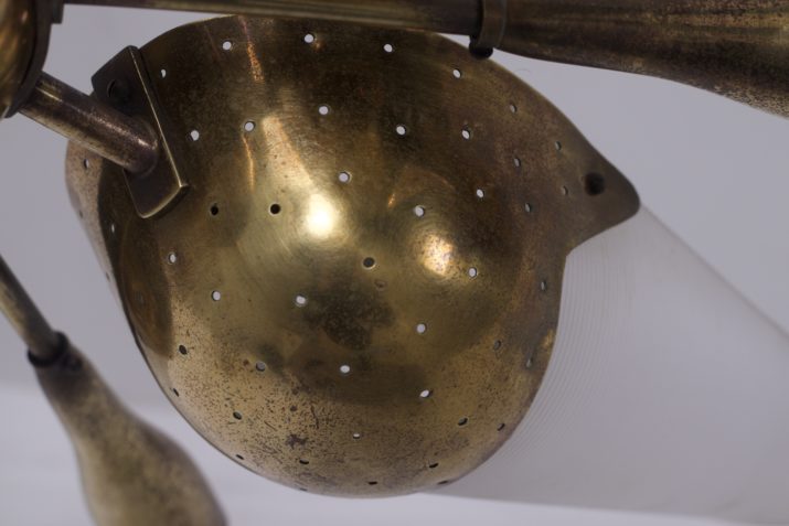 Perforated brass sputnik ceiling light 1950s