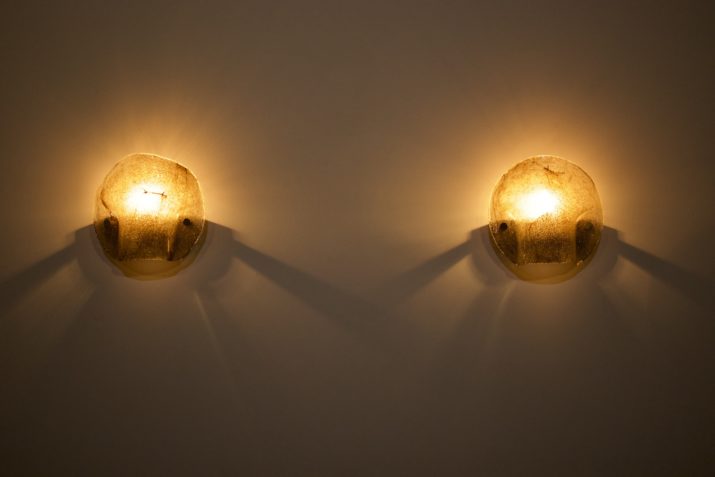 Murano wall lamps in blown glass.